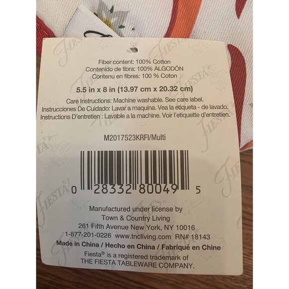 Fiesta Oven Mitts Mini Pot Holder Chili Peppers Fiestaware Red White 5.5"x8" NWT - Picture 3 of 7